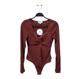 Lost + Wander Womens Size L Rust‎ "From The Heart" Sweater Bodysuit NWT